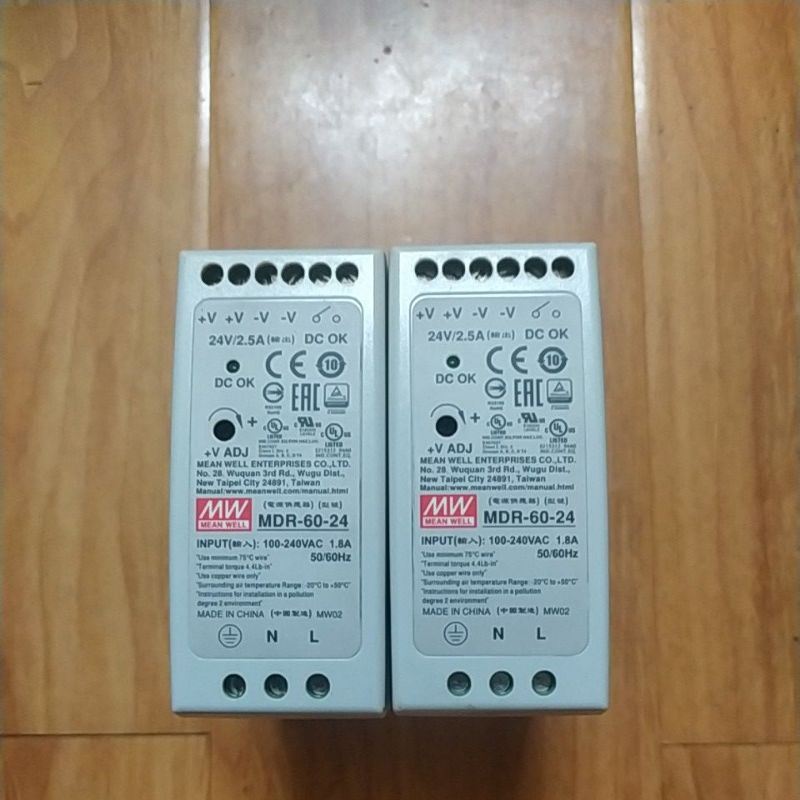 Nguồn gắn ray Meanwell MDR-20-24 24V-1A, Meanwell MDR-60-24 24V-2A 24V-2.5A.