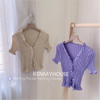 Áo len cộc tay viền bèo 💜[ HÌNH THẬT ]