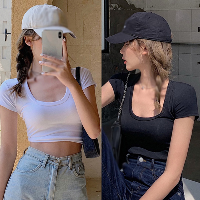 Áo Thun Croptop Tay Ngắn Kiểu Dáng Trẻ Trung Năng Động Cho Nữ