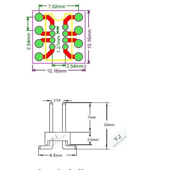 Bo mạch chuyển đổi âm thanh Dip8 sang Sop8 Soic8 Pcb 1.27mm/ 2.54mm 8 chấu 2.54 1.27 mm cho Op Amp