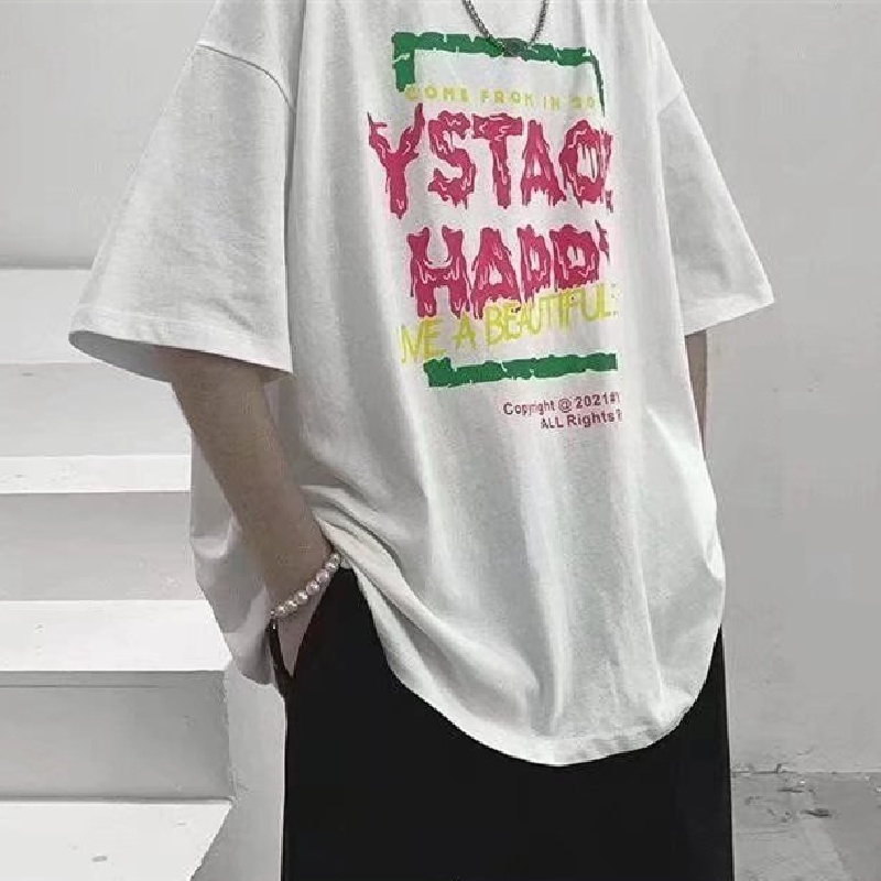 Áo Thun Dáng Rộng In Chữ Phong Cách Hip Hop Đường Phố Cho Nam Nữ Cỡ M-8XL