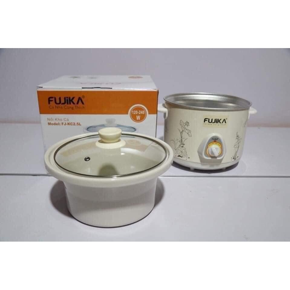 Nồi Kho Cá, nồi nấu chậm Fujika FJ-KC15/25 dung tích 1.5L/2.5L dùng điện, bảo hành 12 tháng