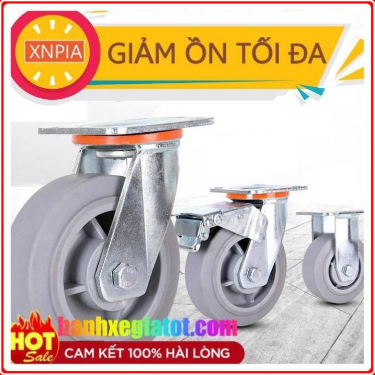 Bánh xe đẩy hàng Cao su - Giảm ồn tối đa - bánh xe đẩy hàng bệnh viện  150mm - hot