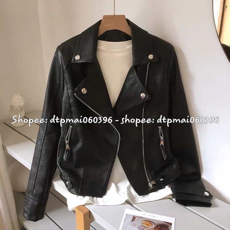 Áo da nữ cổ bẻ màu ĐEN, TRẮNG hàng quảng châu ( ảnh thật ) | BigBuy360 - bigbuy360.vn