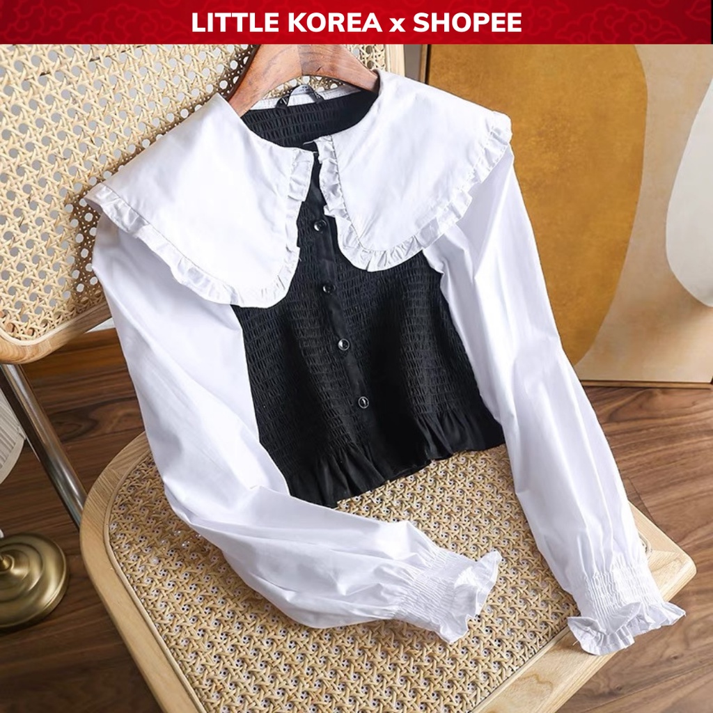 Áo Sơ Mi Nữ Cổ Bèo Tay Phồng Tiểu Thư Hàn Quốc - LITTLE KOREA