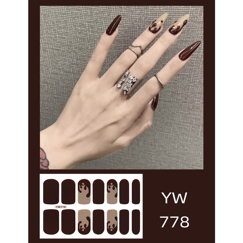 Tờ 14 Miếng Dán Móng Tay Họa Tiết Ngọn Lửa Cá Tính