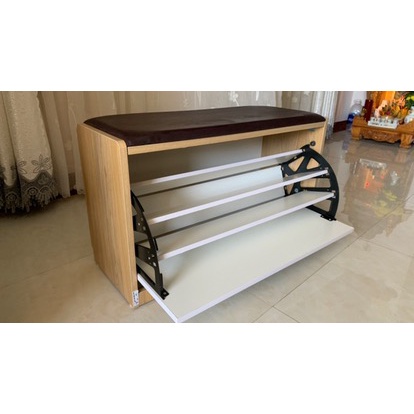 Kệ để giày gia đình 3 ngăn siêu tiện lợi kèm ghế ngồi thông minh
