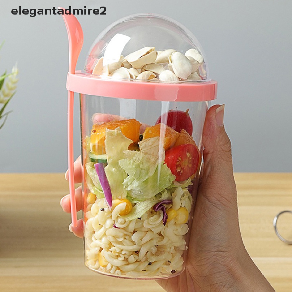Cốc Đựng Trái Cây Salad Dung Tích 400ML Kèm Nắp Và Muỗng Tiện Dụng