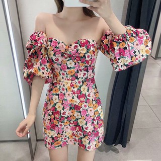 Đầm Trễ Vai In Hoa Gợi Cảm Cho Nữ