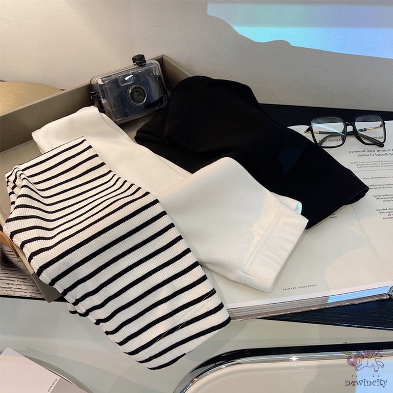 Quần Legging Tập Yoga Lưng Thun Co Giãn In Họa Tiết Sọc Ngang Phong Cách Hàn Quốc Cho Bé Gái