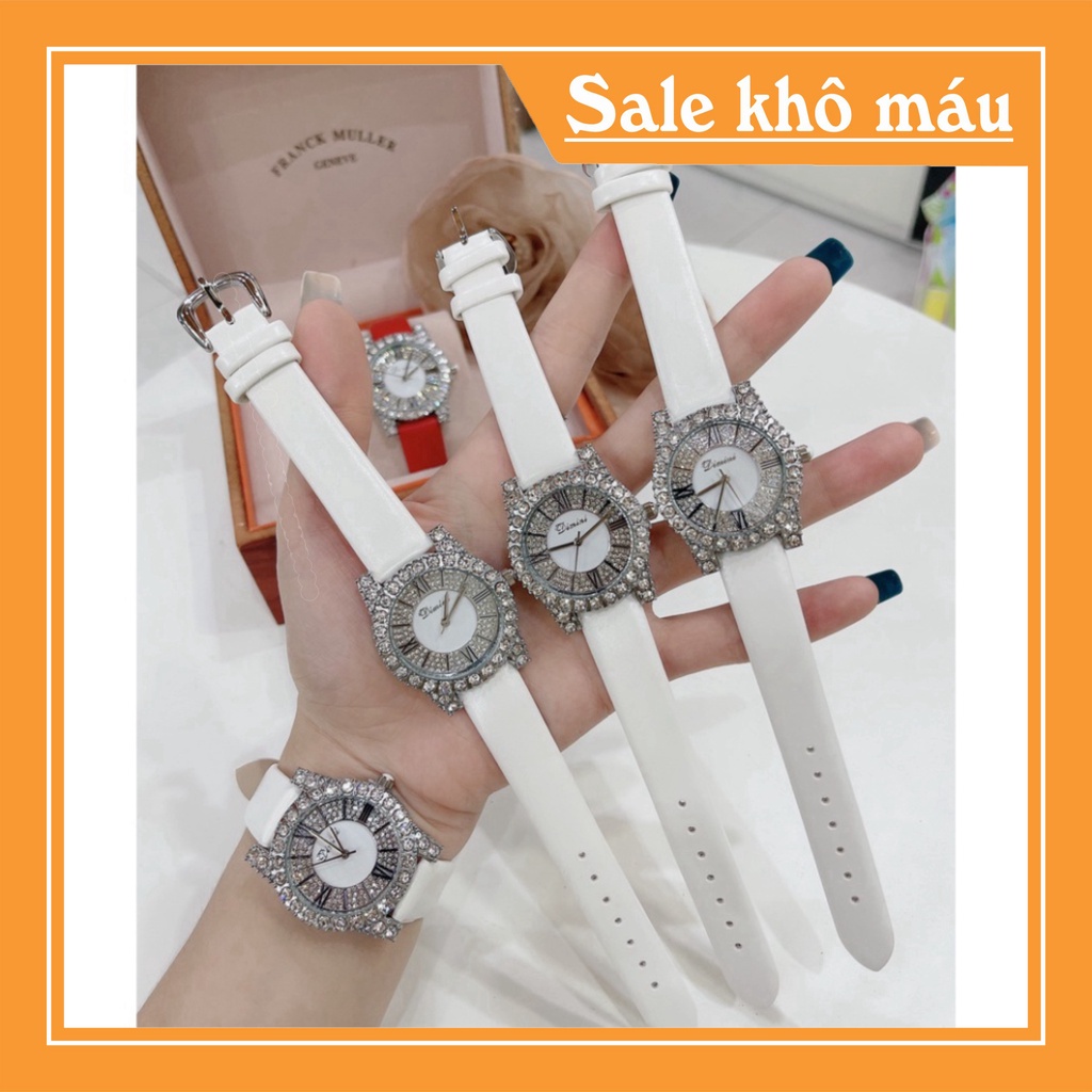 Đồng hồ DIMINI dây da mềm thiết kế đính đá kim cương nhân tạo sang trọng đeo cực sáng tay và nổi bật hình ảnh video tựụp