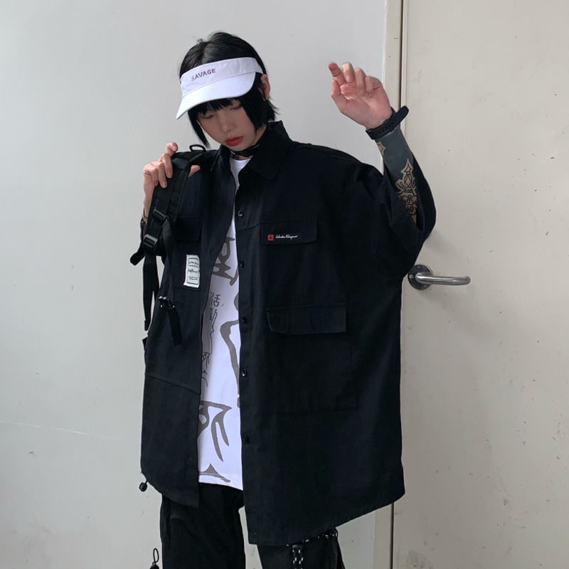 Áo sơ mi tay ngắn dáng rộng phong cách thời trang Harajuku 23A112 | BigBuy360 - bigbuy360.vn