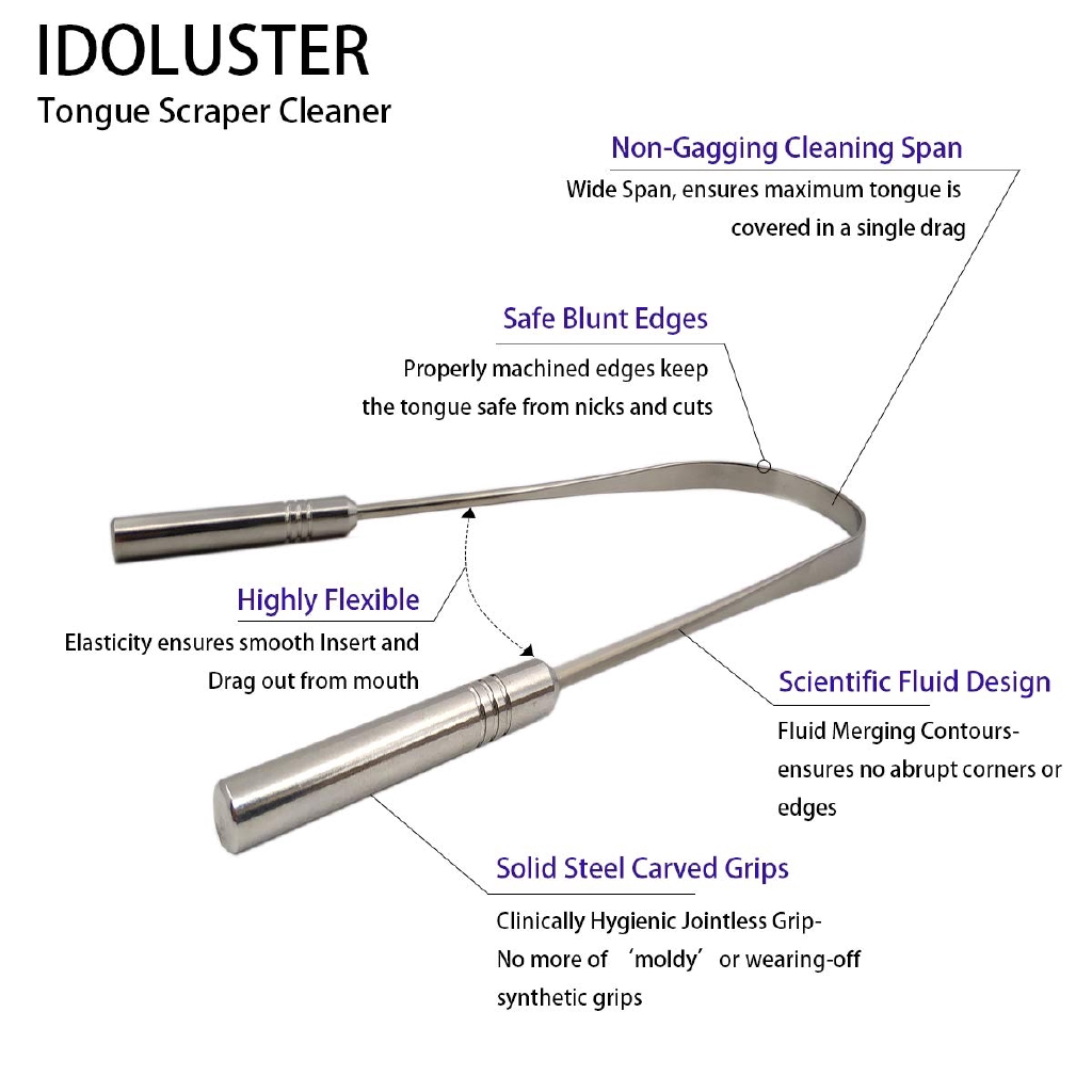 Dụng cụ cạo vệ sinh lưỡi đem lại hơi thở tươi mới hơn bằng thép không gỉ tiện dụng