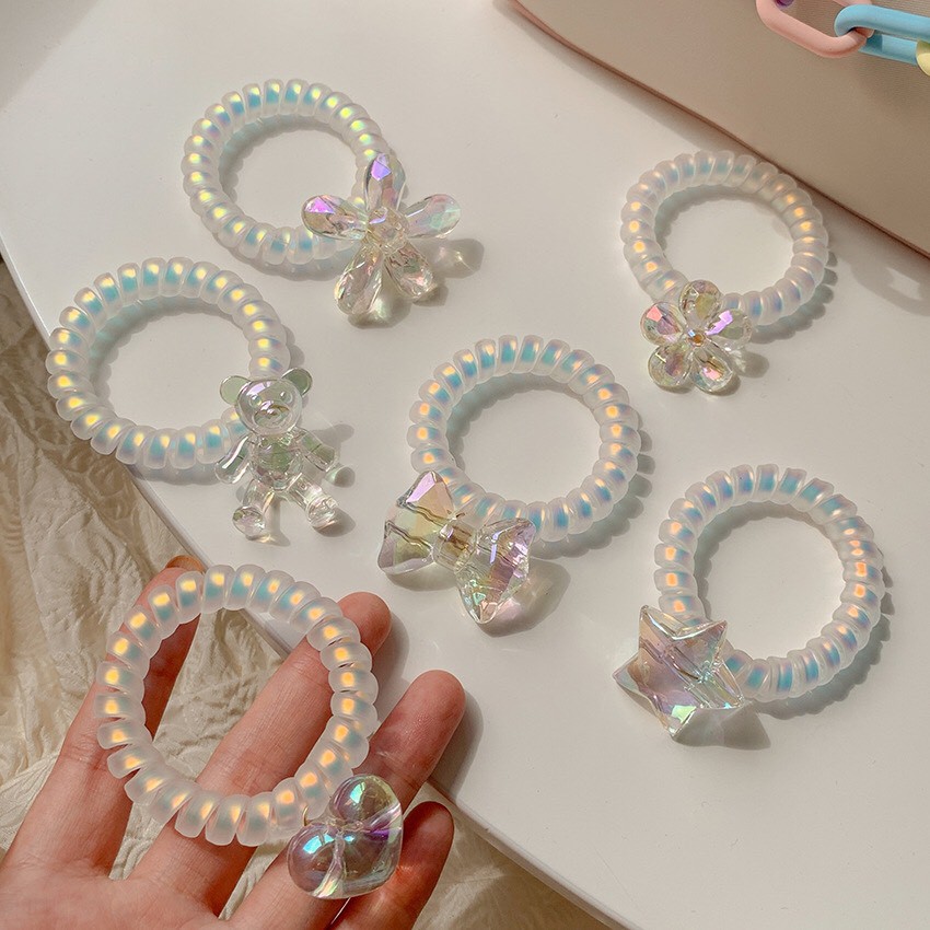 Cột tóc lò xo hologram họa tiết trong suốt hot trend Mua Tất (muatatshop)