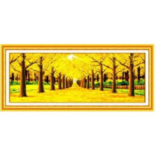 Tranh đính đá phong cảnh mùa thu lá vàng tuyệt đẹp kt 150*70cm
