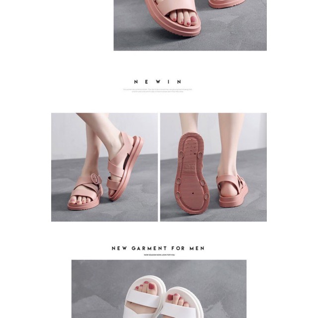 Giày Sandal Nữ, Nhựa Dẻo Đi Mưa Hapu (Đen, Hồng, Kem) - GL008