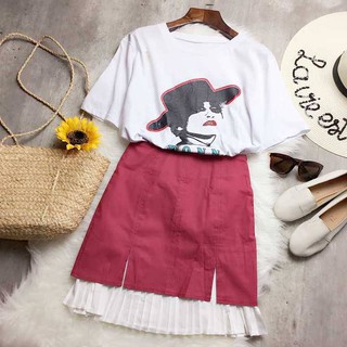 Chân váy xẻ tà  xếp ly (3 màu)