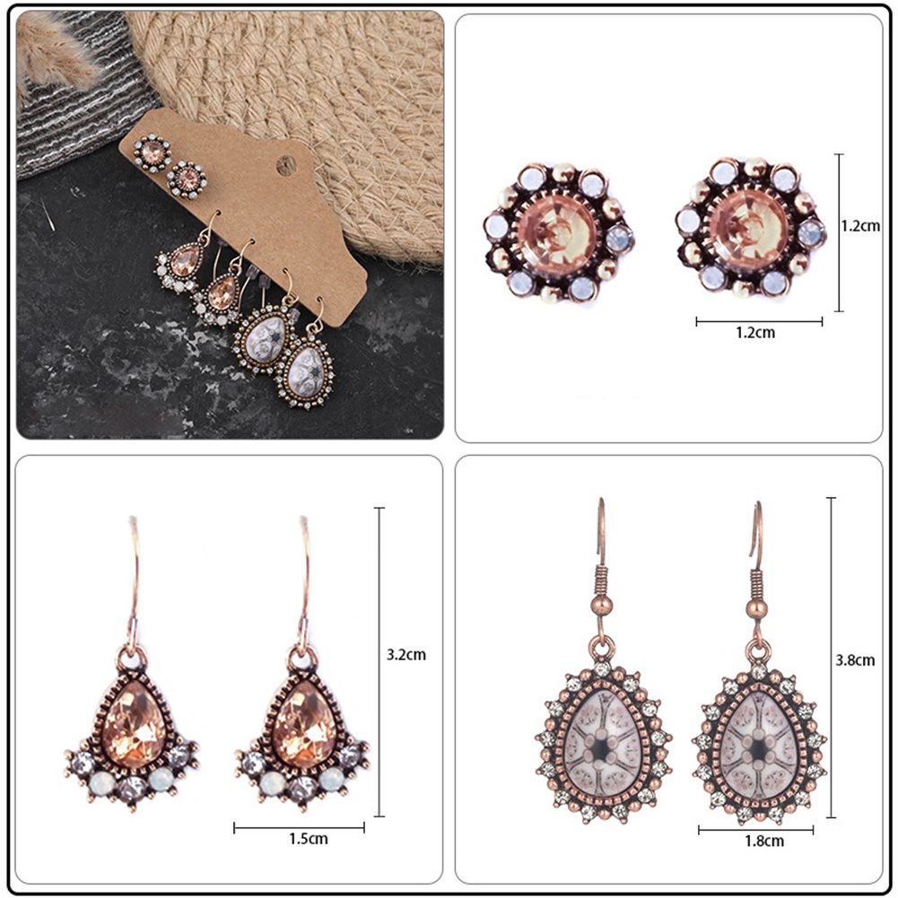 Bộ 3 đôi khuyên tai kiểu dáng thời trang cho nữ