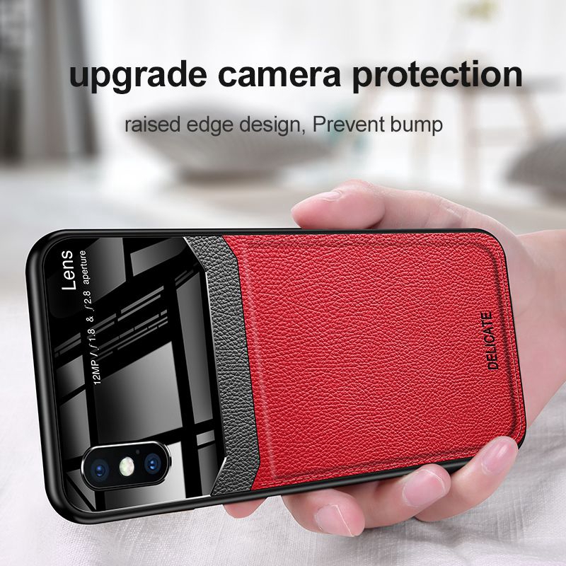 Ốp điện thoại lưng da silicon mỏng có miếng bảo vệ ống kính máy ảnh thích hợp cho iPhone XS XR XS Max 6 7 8 Plus