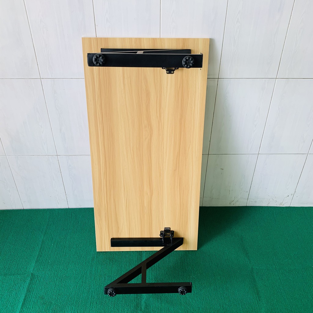 Bàn làm việc (R50*D100*C35cm) chân sắt chữ Z gấp bệt {GIÁ TẠI XƯỞNG} mặt gỗ MDF NHẬP KHẨU màu vàng vân gỗ sồi dày 17mm