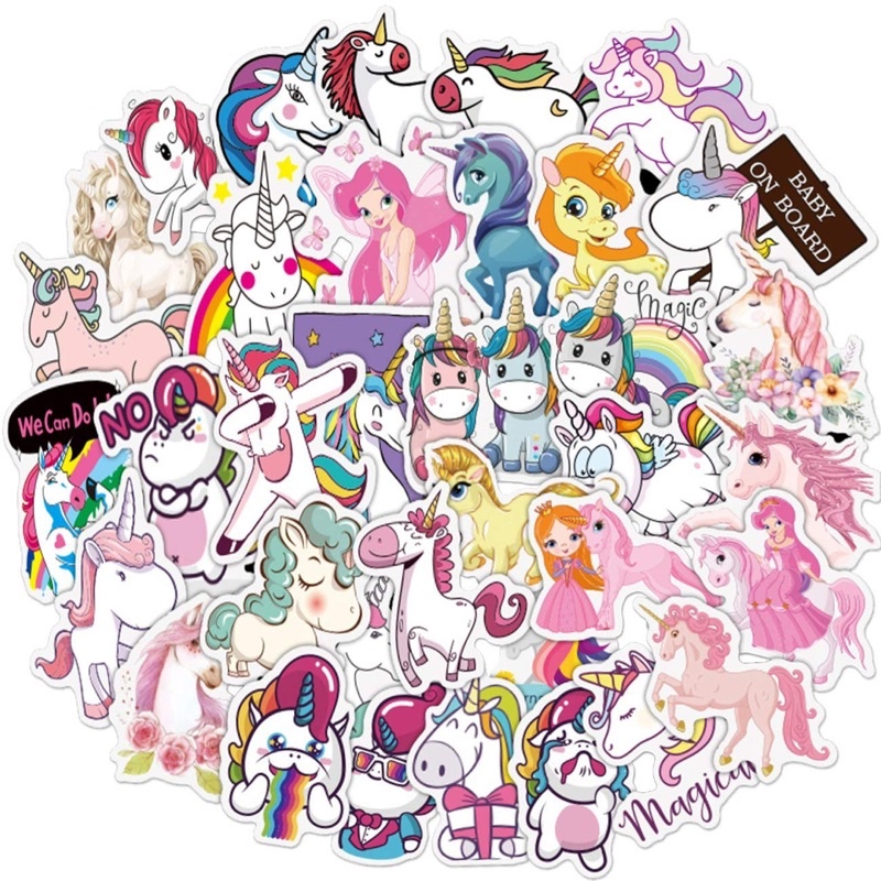 Sticker Unicorn 30-60 cái ép lụa / Hình dán cute Unicorn