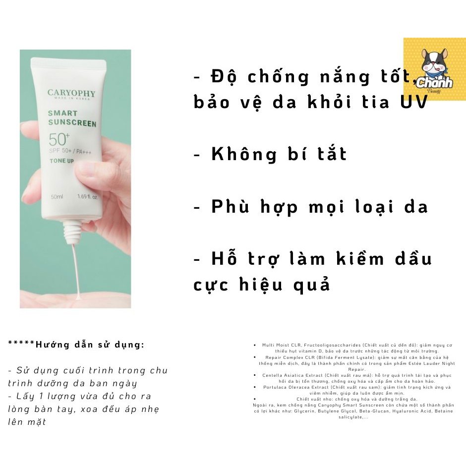 Kem chống nắng thông minh CARYOPHY SPF50+ PA+++ Tone Up 50 mL