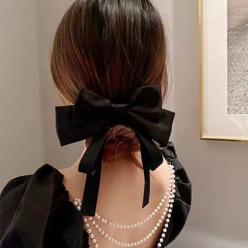 Kẹp Tóc Hình Nơ Bằng Satin Chất Lượng Cao Thời Trang Hàn Quốc Cho Nữ