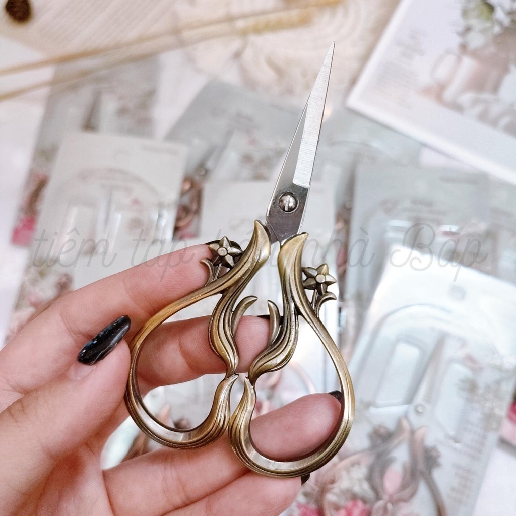 Kéo Thêu Trạm Hình Hoa Sao Bằng Thép Không Gỉ Phong Cách Vintage