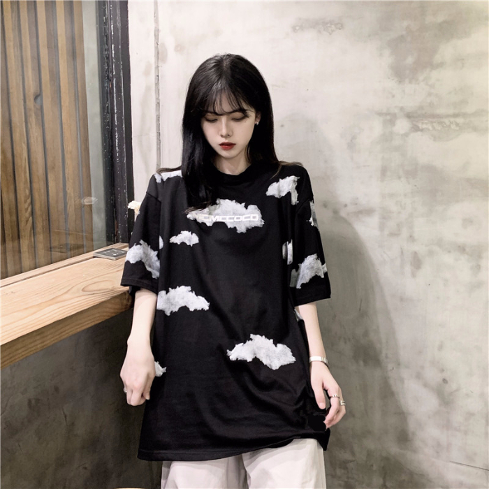 Áo thun tay ngắn dáng rộng thời trang phong cách Hàn Quốc dành cho nữ