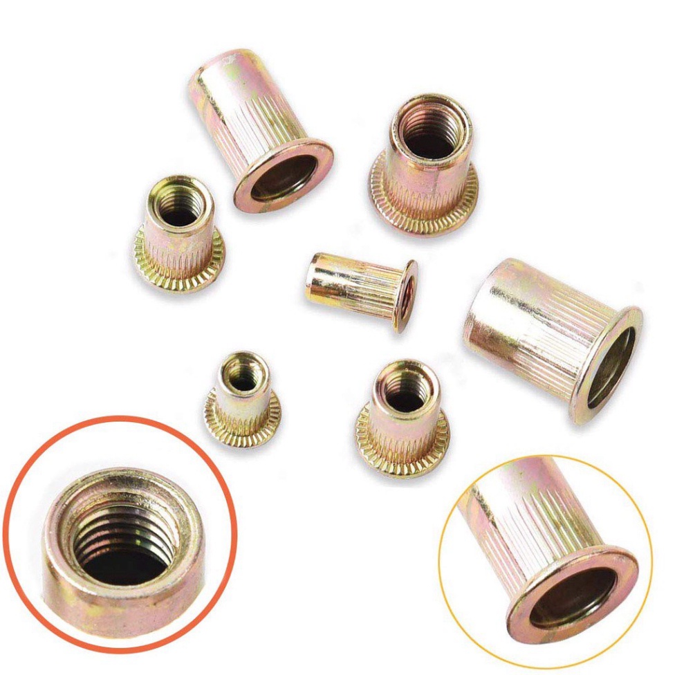 Combo hỗn hợp 70c ốc tán rút từ M3-M12  M3,M4,M5,M6,M8,M10,M12 mỗi loại 10c thép mạ