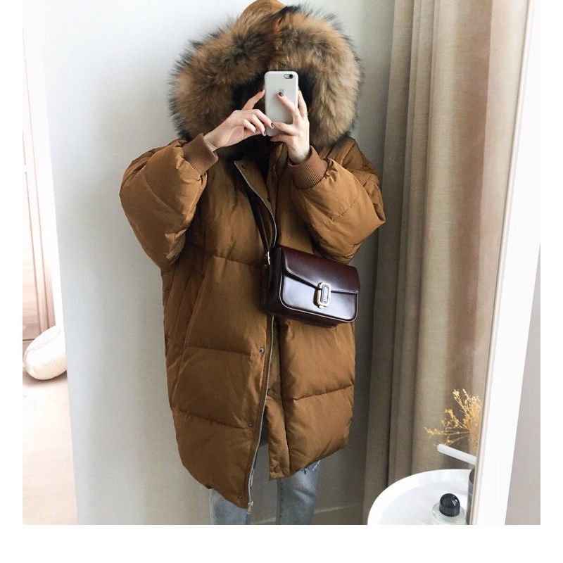 Áo phao dáng dài đại hàn mũ lông