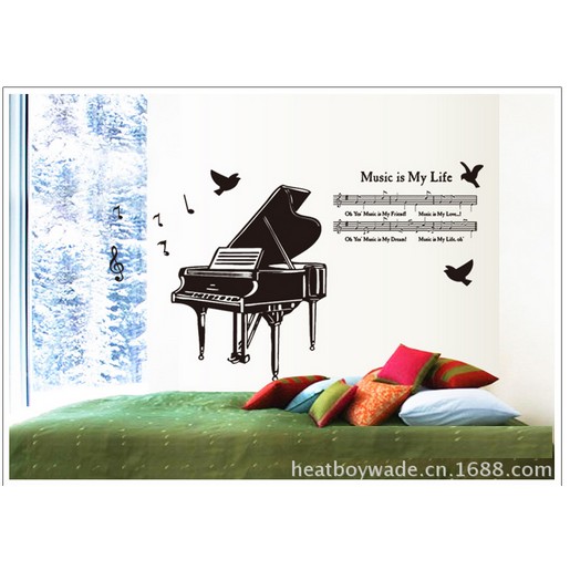 Decal dán tường đàn piano BINBIN PK158 (Kích thước:130x150cm)