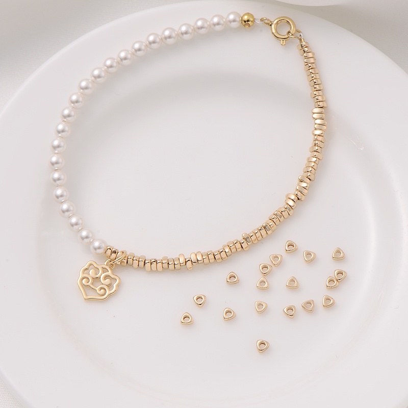 10 Hạt Ngọc Trai Nhỏ 14K Hình Tam Giác Màu Vàng Làm Trang Sức Thủ Công diy