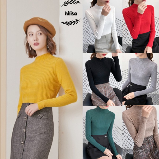 Áo len tay dài cổ cao thời trang nữ