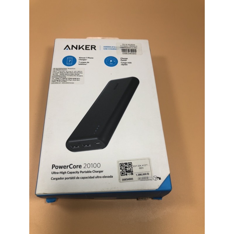 Sạc dự phòng Anker A1271,Dung lượng 20000mAh,Hàng chính hãng