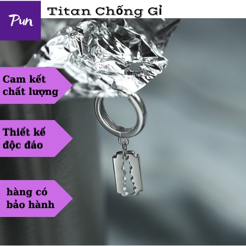 Khuyên tai nam tròn dạng xỏ PUN màu bạc đen đơn giản đẹp nhỏ xinh - HT Dao Lam