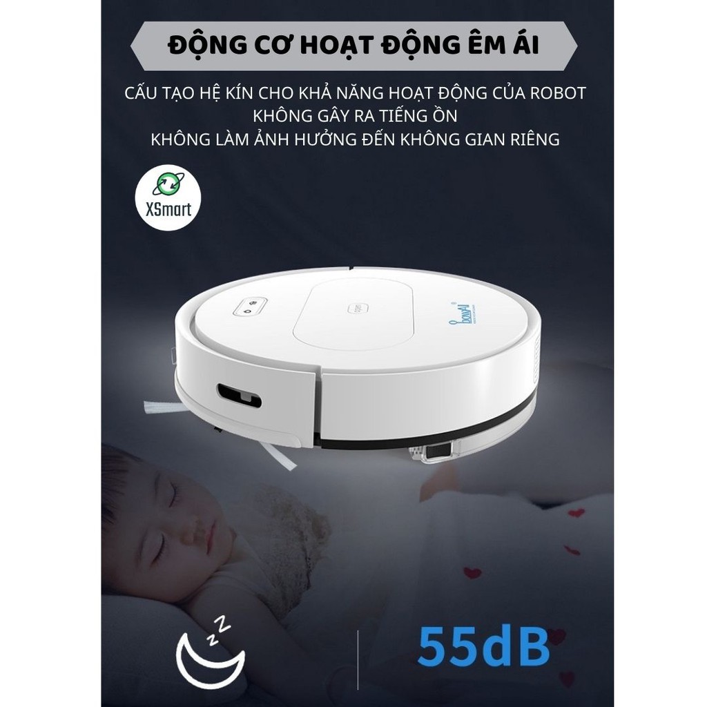 ┅ROBOT Hút Bụi Lau Nhà Tự Động Siêu Thông Minh Bowai OB11 Premium Có App, Tự Động Sạc Pin Làm Sạch Bụi Bẩn Lông Tóc