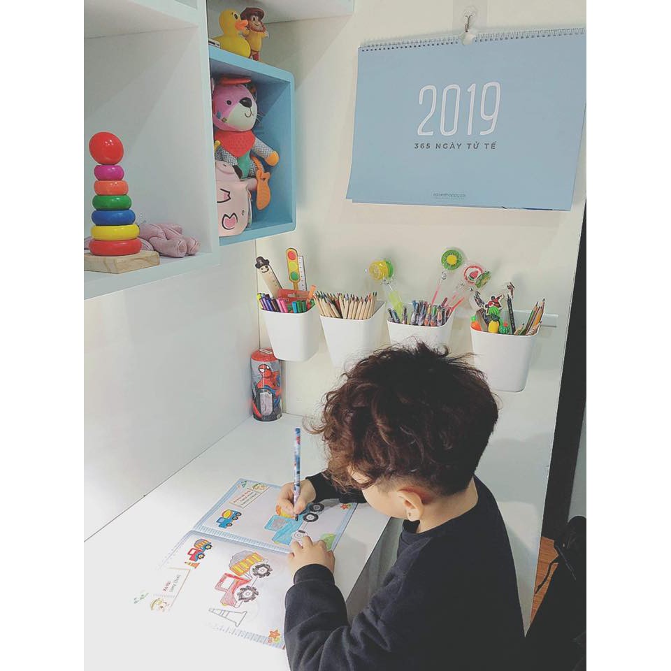 COMBO HỘP ĐỰNG BÚT MÀU CHO BÉ (1 THANH + 3HỘP + 5 móc)