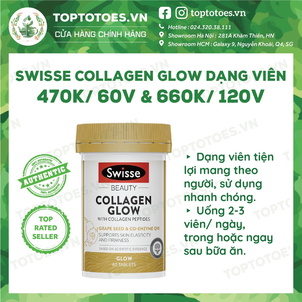 Swisse Collagen Glow làm da hồng hào, căng bóng, trẻ hoá da