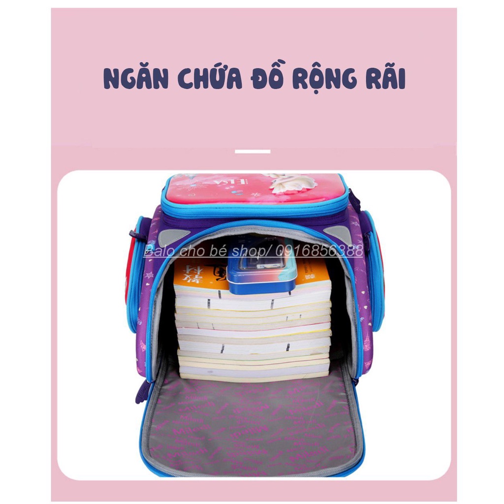 Balo chống gù mẫu cao cấp cho bé trai và bé gái tiểu học, Ba lô cho bé nam nữ cấp 1, cặp sách đi học siêu nhân công chúa