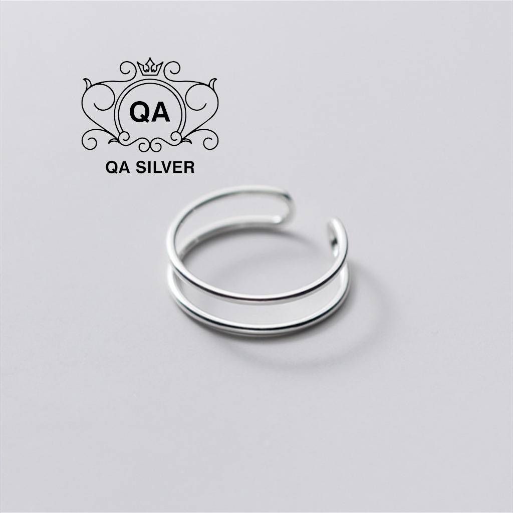 Nhẫn bạc 925 hai tầng nam nữ trơn mảnh tối giản 2 kiểu S925 LAYER Silver Ring QA SILVER RI191202