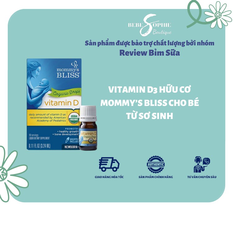 [CHÍNH HÃNG] Mẫu mới - Vitamin D3 hữu cơ Mommy’s Bliss cho bé từ sơ sinh