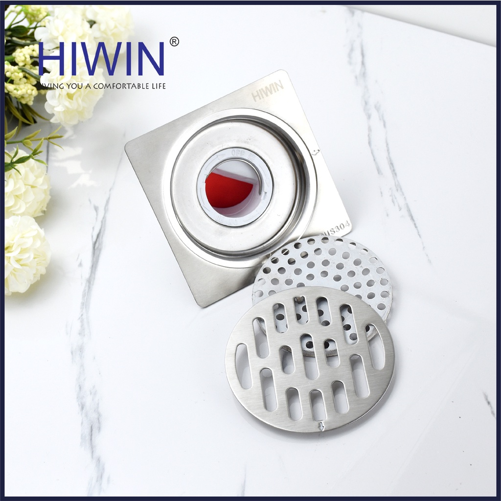 Phễu thoát sàn ngăn mùi hôi thoát nước nhanh inox 304 HIWIN FD-1001