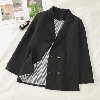 Order - Blazer đen kẻ sọc dáng ngắn -BL03