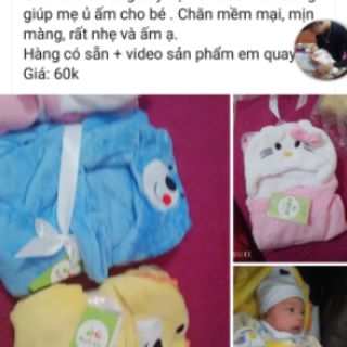 Chăn ủ thú bông cho bé