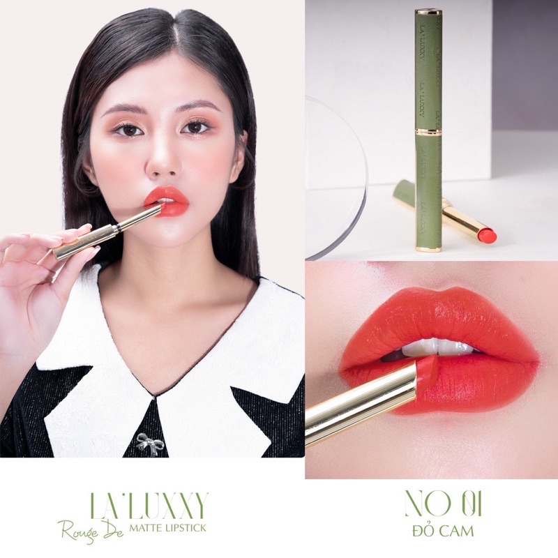 Son lạnh ROUGE DE LA’LUXXY 02 Đỏ Tuyết chính hãng Dr.lacir Quynhanhspa20 đúng màu lâu trôi