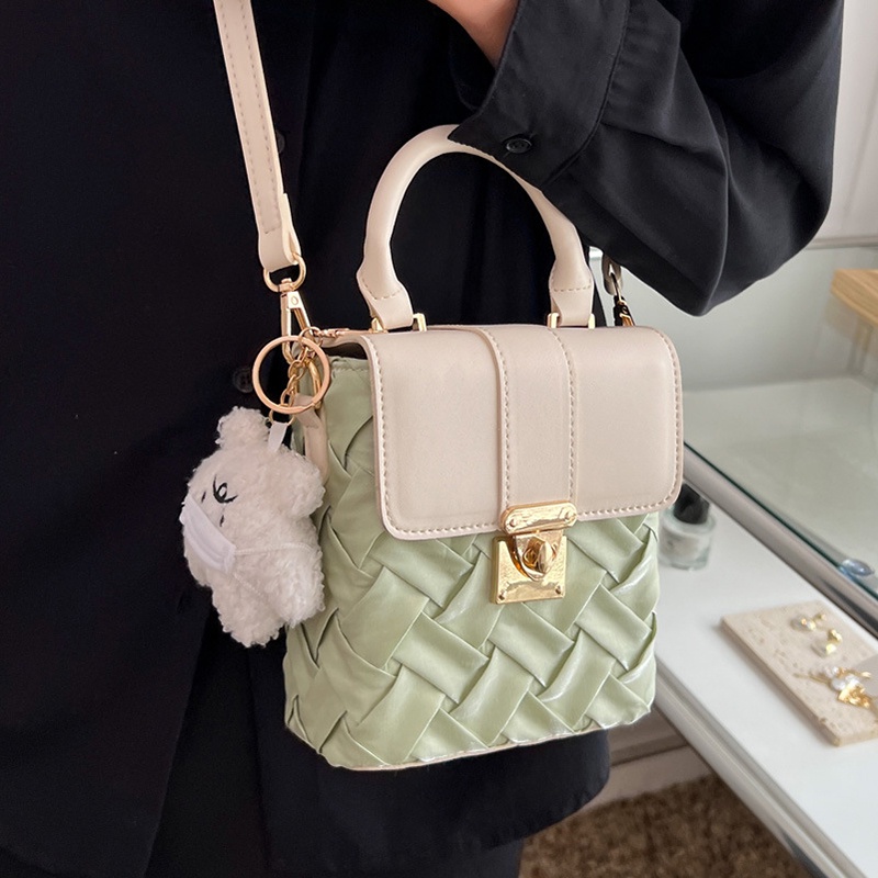 Túi IELGY đeo vai đan lát mặt hoạt hình thời trang cho nữ