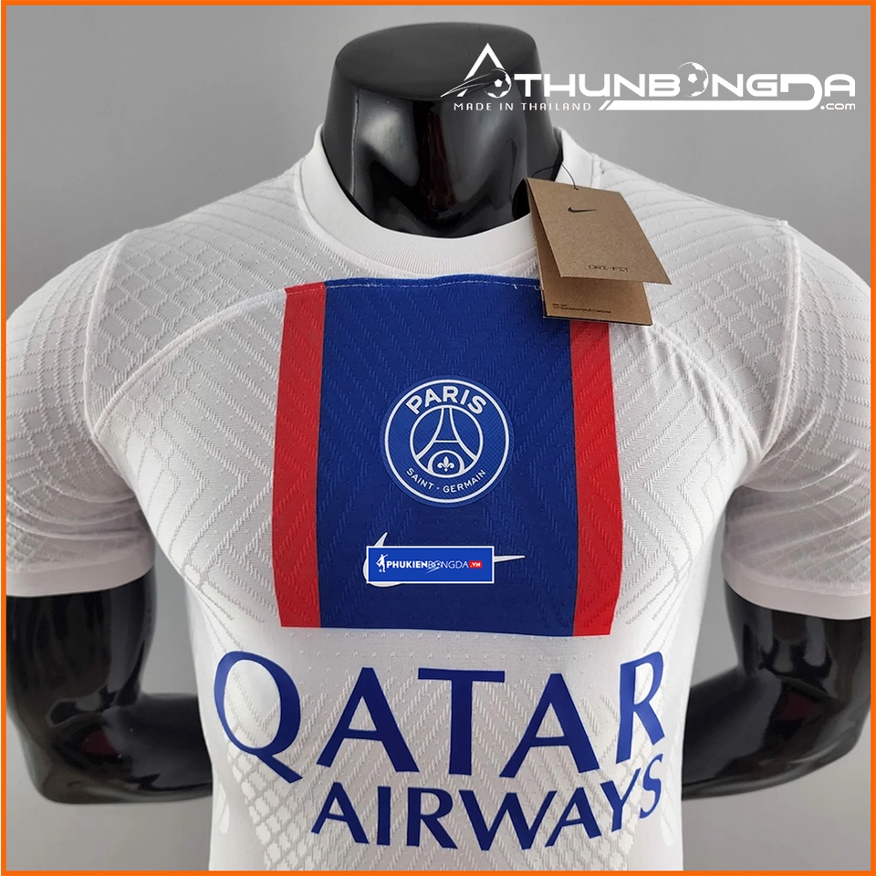 Áo PSG trắng sân khách 2022/2023, 2022/23 mẫu 3 bản PLAYER Issue BODY fit cao cấp Thái Lan