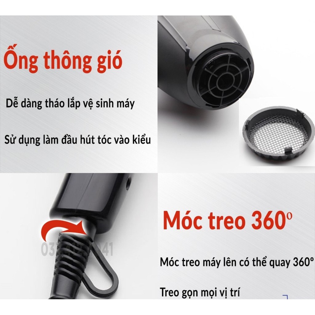 Máy sấy tóc tạo kiểu Deliya công suất lớn 2200W, máy to như salon, máy sấy tóc hai chiều nóng mát