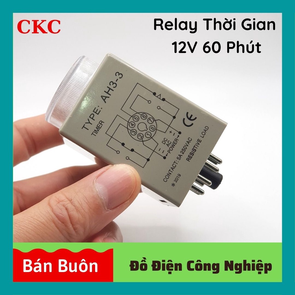 Relay thời gian CKC 12V 60 phút, rơ le thời gian, ckc 12v 60M